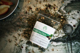 Mentalitea herbal blend of mint, eucalyptus, and chamomile for relaxation. Packaged in a reusable tin canister.